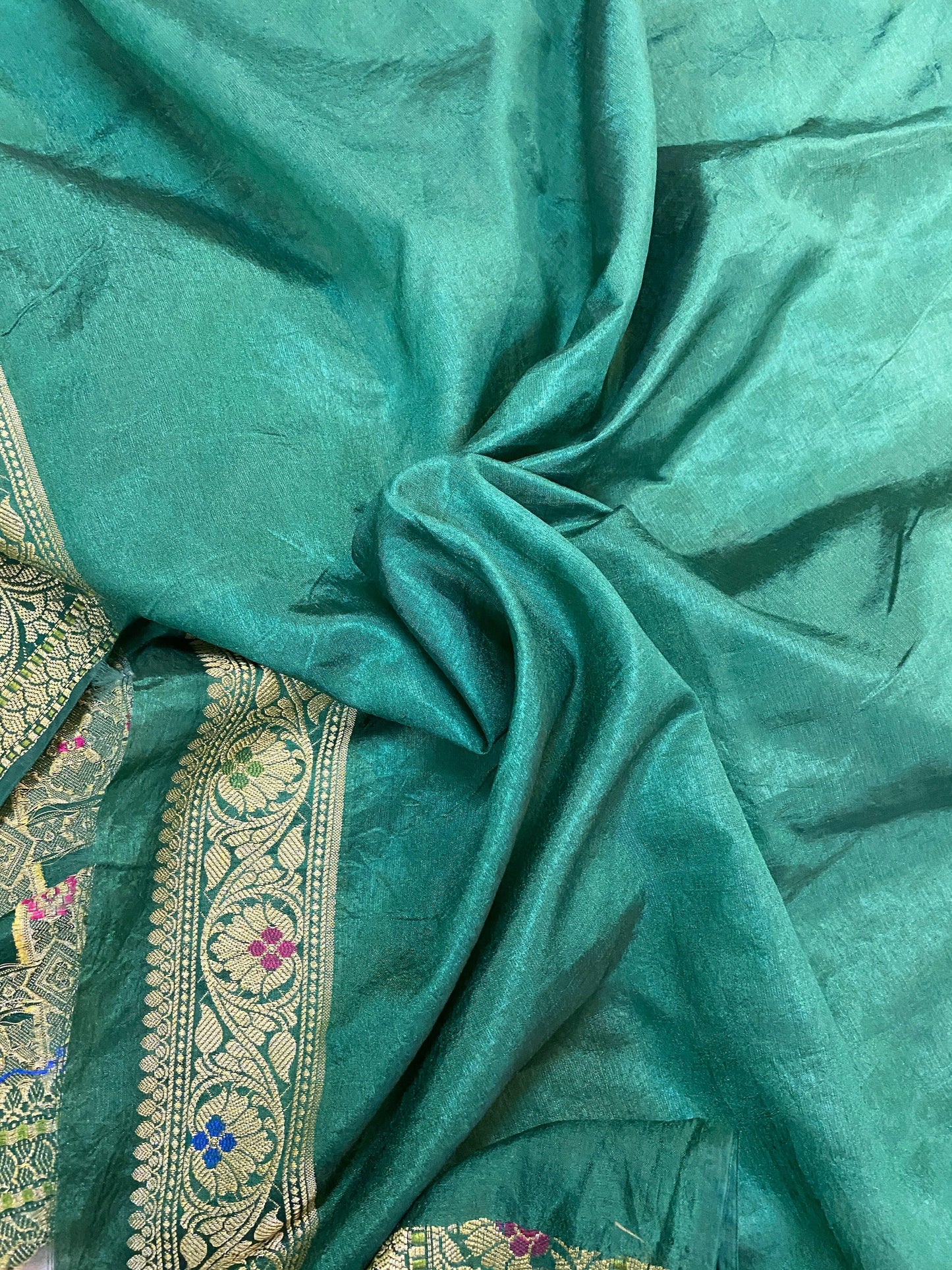 Sea Green Banarasi Katan Soft Silk Handloom Saree by Shades Of Benares - banarasi - banarasi saree shop