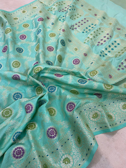 Sea Green Pure Banarasi Georgette Handloom SareeRK01K2 by Shades Of Benares - banarasi - banarasi saree shop