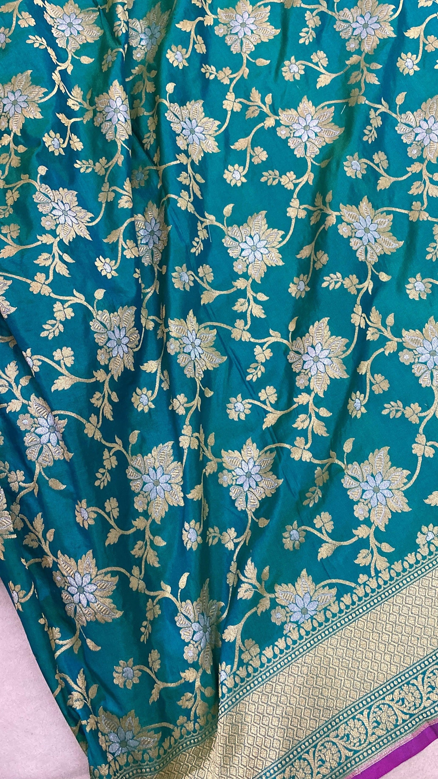 Sea Green Pure Banarasi Katan Silk Handloom Saree by Shades Of Benares - banarasi - banarasi saree shop