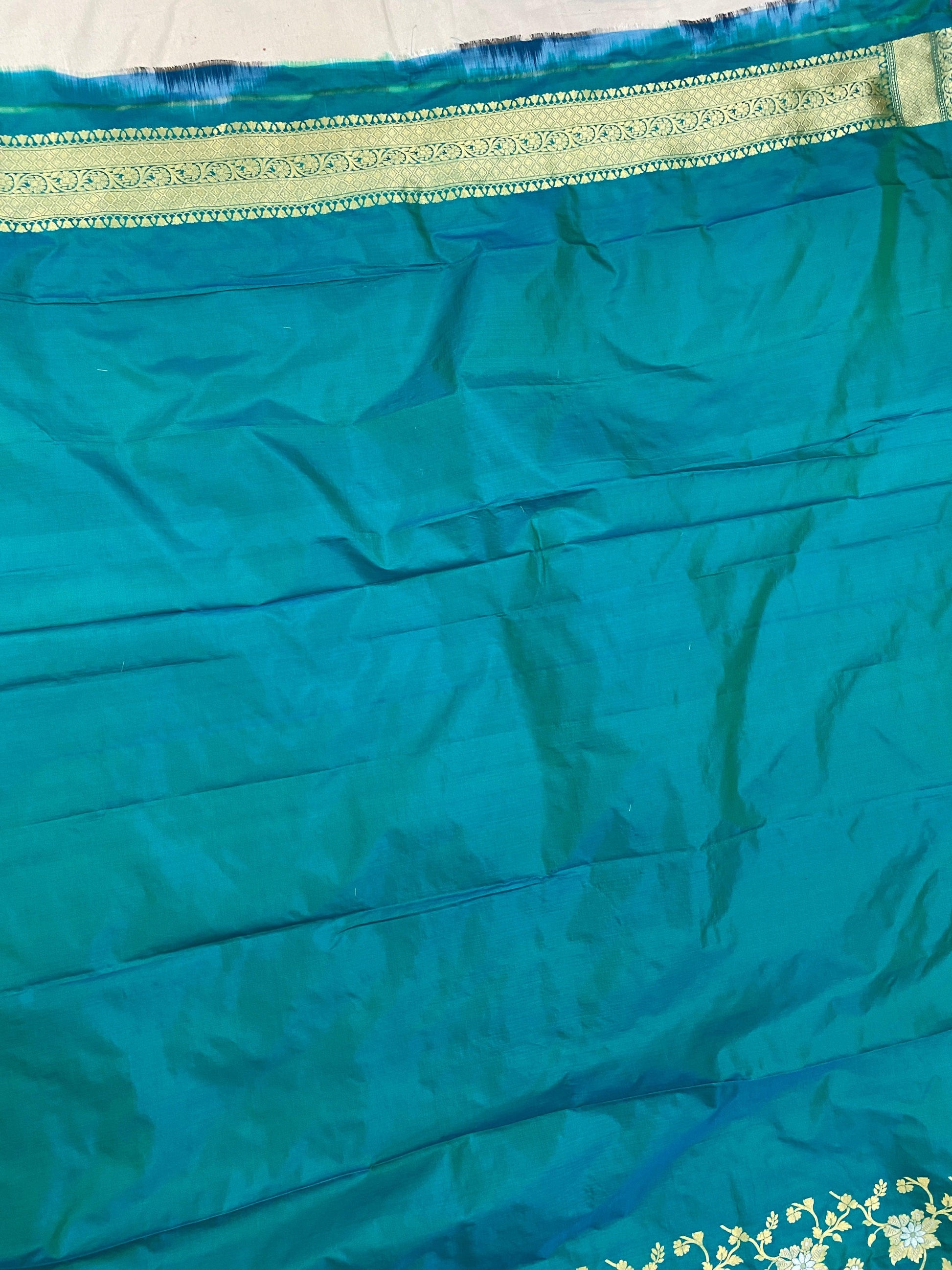 Sea Green Pure Banarasi Katan Silk Handloom Saree by Shades Of Benares - banarasi - banarasi saree shop