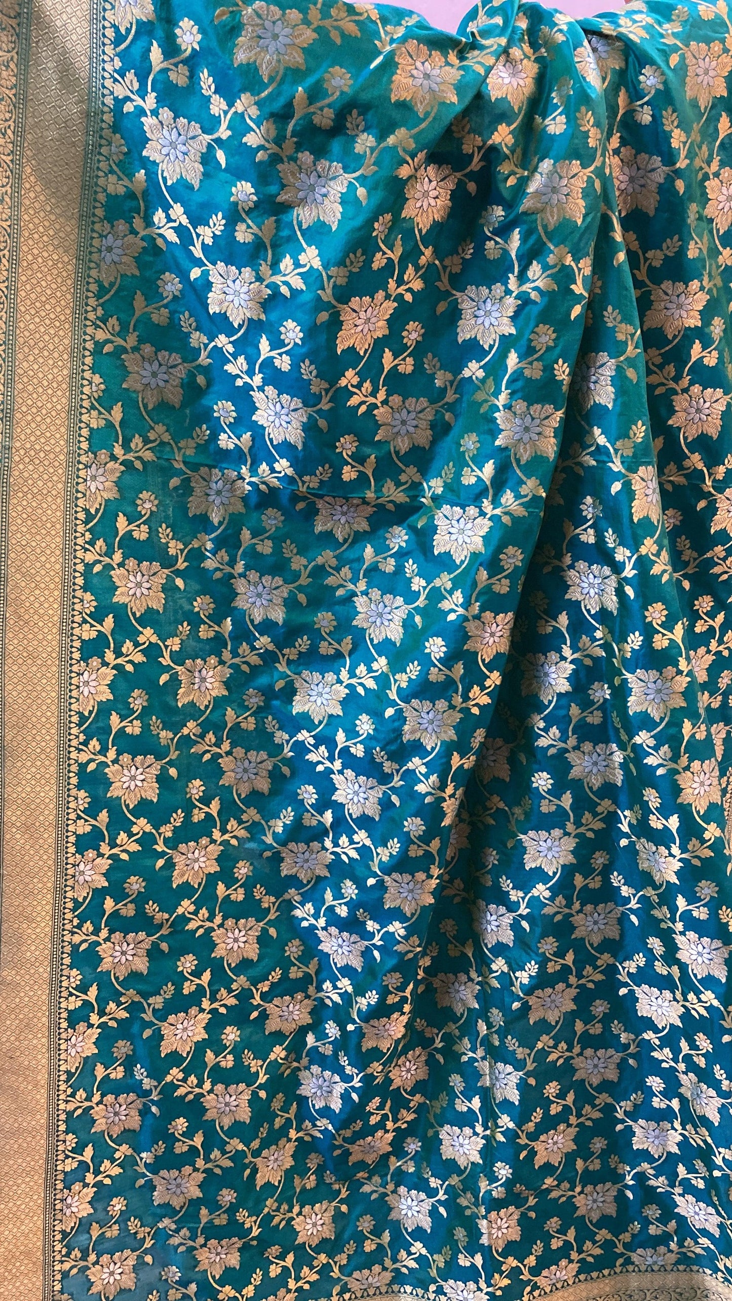 Sea Green Pure Banarasi Katan Silk Handloom Saree by Shades Of Benares - banarasi - banarasi saree shop