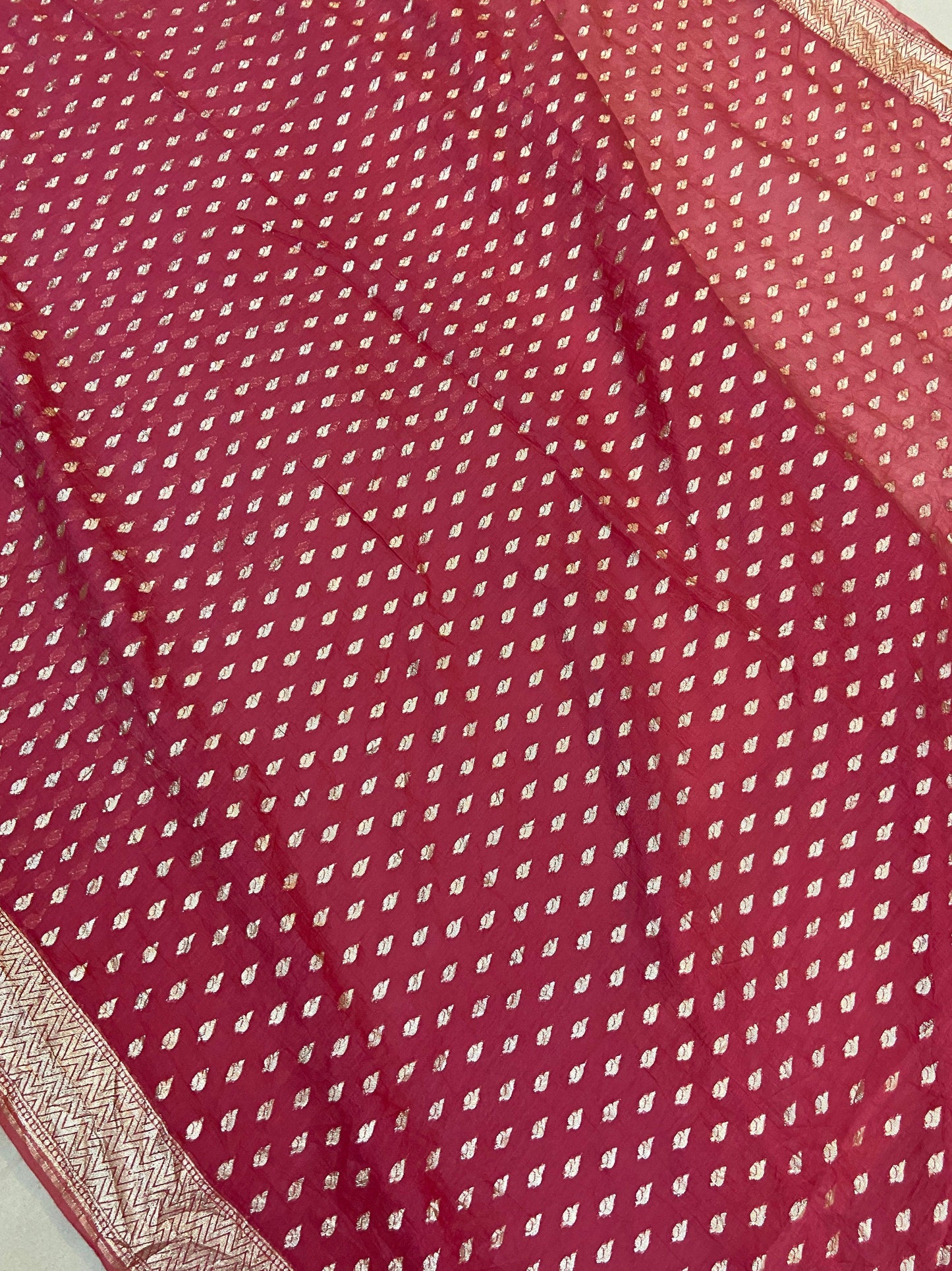 Wine Pure Banarasi Cotton Silk Handloom Saree With Blouse Piece by Shades Of Benares - banarasi - banarasi saree shop