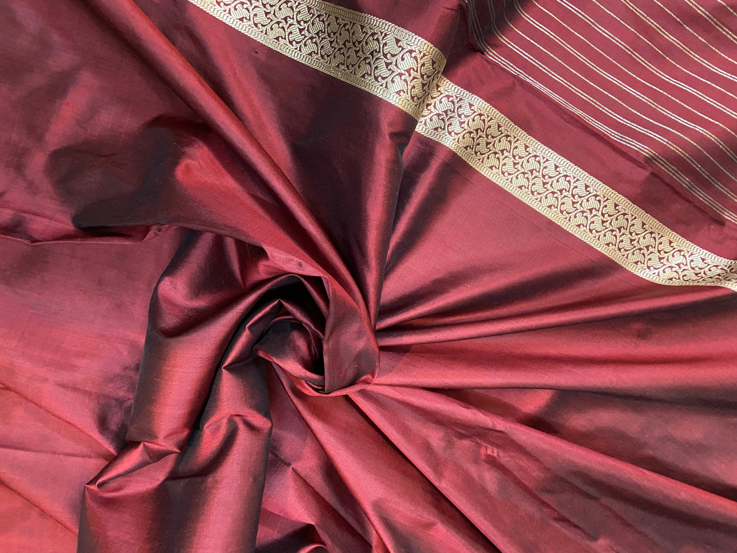 Wine Pure Banarasi Katan Silk Handloom Saree- Kadhwa Figures by Shades Of Benares - banarasi - banarasi saree shop