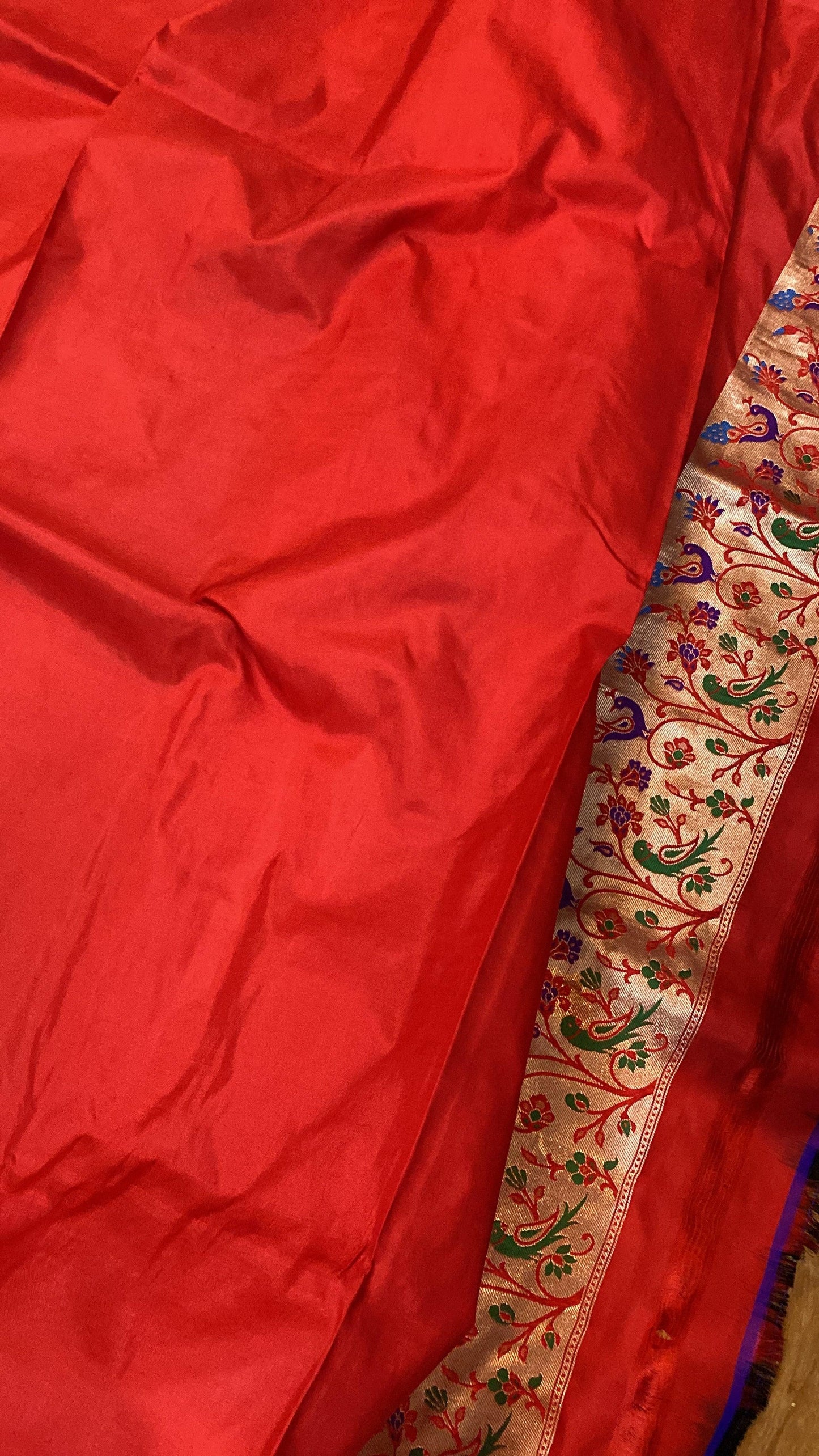 Wine Pure Banarasi Katan Silk Handloom Saree- Kadhwa Paithani by Shades Of Benares - banarasi - banarasi saree shop