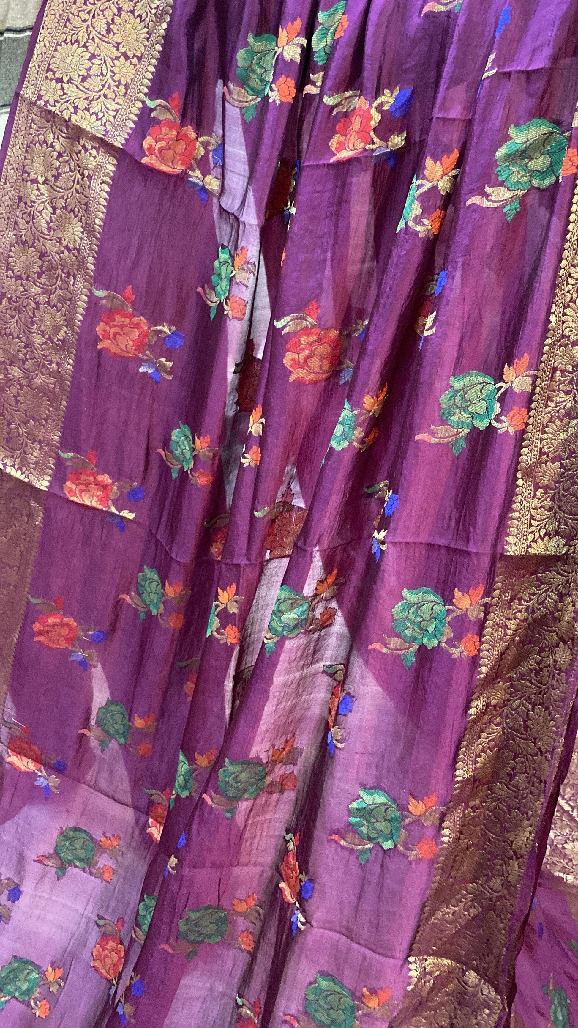 Wine Pure Banarasi Katan Silk Handloom Saree by Shades Of Benares - banarasi - banarasi saree shop