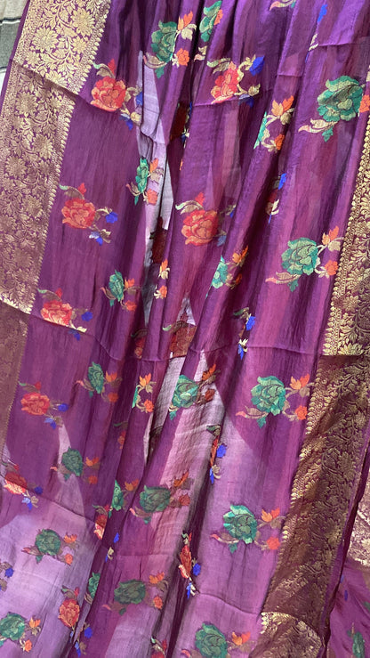 Wine Pure Banarasi Katan Silk Handloom Saree by Shades Of Benares - banarasi - banarasi saree shop