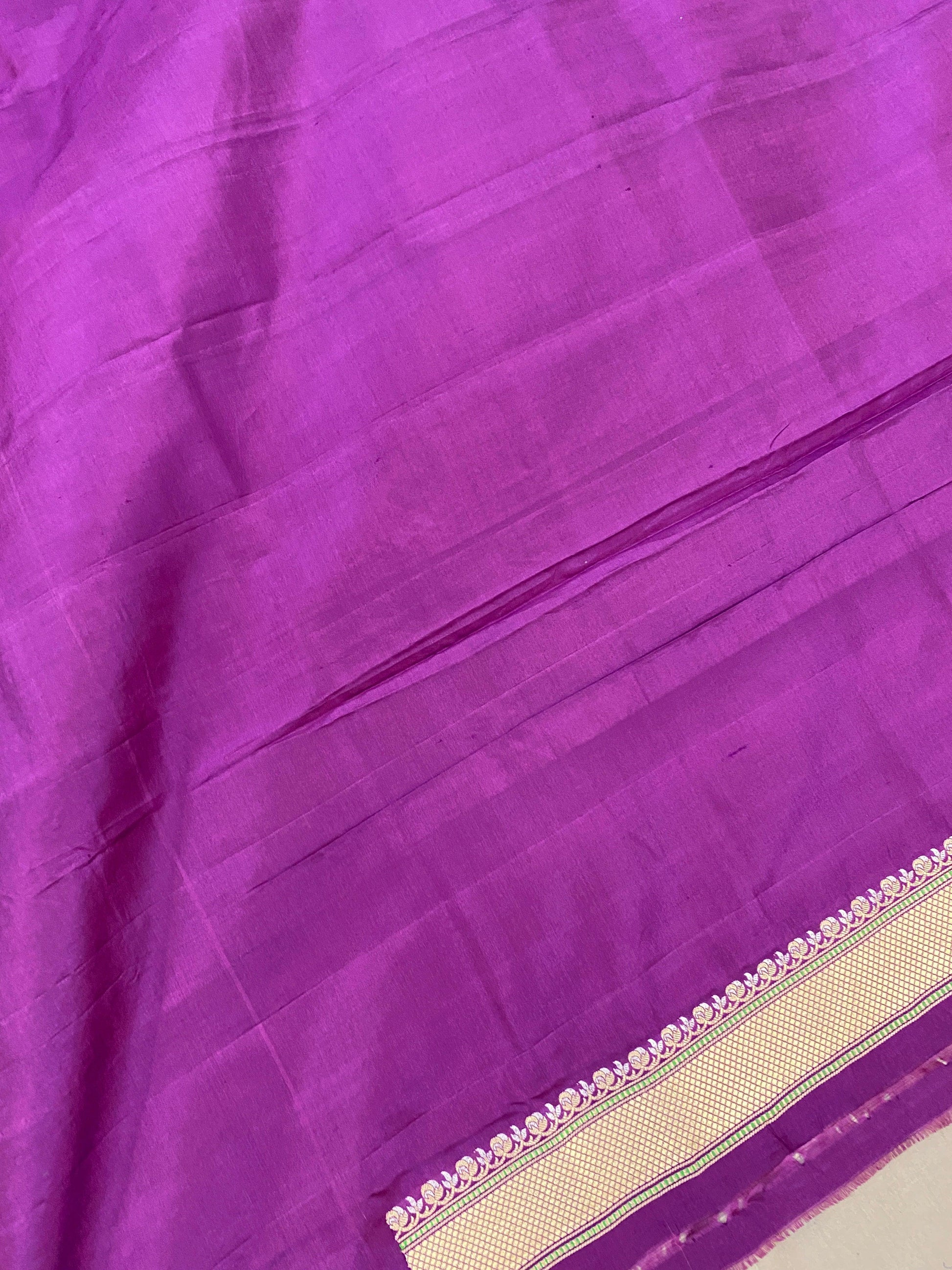 Yellow & Purple Pure Banarasi Katan Silk Handloom Saree by Shades Of Benares - banarasi - banarasi saree shop