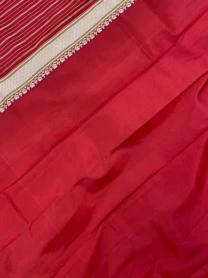 Yellow & Red Pure Banarasi Katan Silk Handloom Saree by Shades Of Benares - banarasi - banarasi saree shop