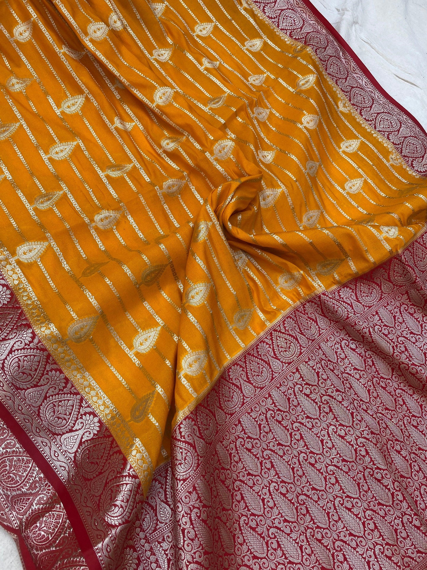 Yellow Handloom Katan Soft Silk Banarasi Saree by Shades Of Benares - banarasi - banarasi saree shop